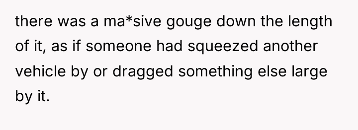 there was a ma*sive gouge down the length of it,...