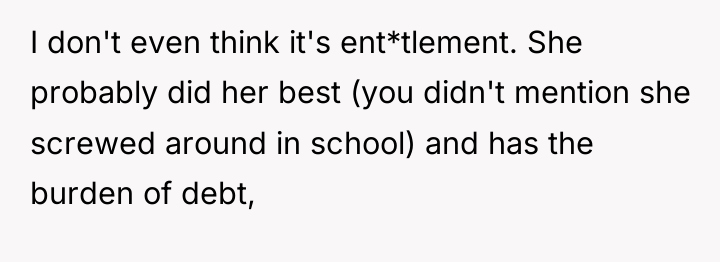 I don't even think it's ent*tlement. She probably did her...