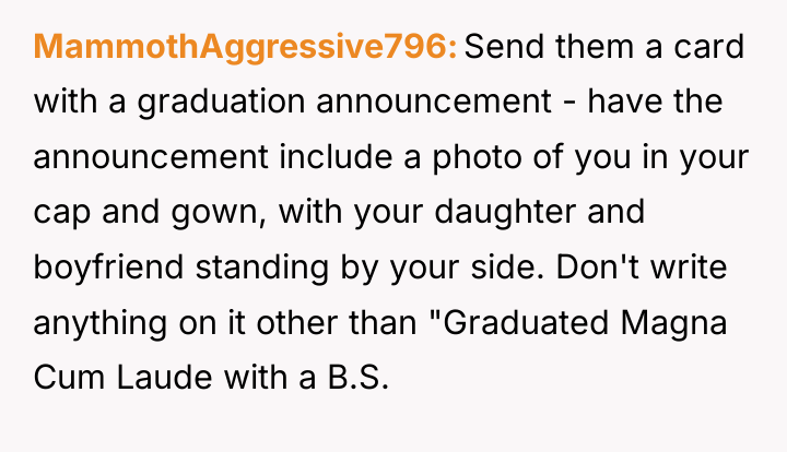 MammothAggressive796 Send them a card with a graduation announcement -...