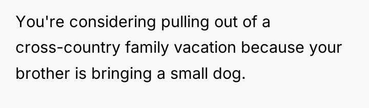 You're considering pulling out of a cross-country family vacation because...