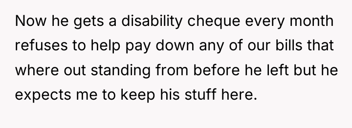 Now he gets a disability cheque every month refuses to...