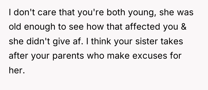 I don't care that you're both young, she was old...
