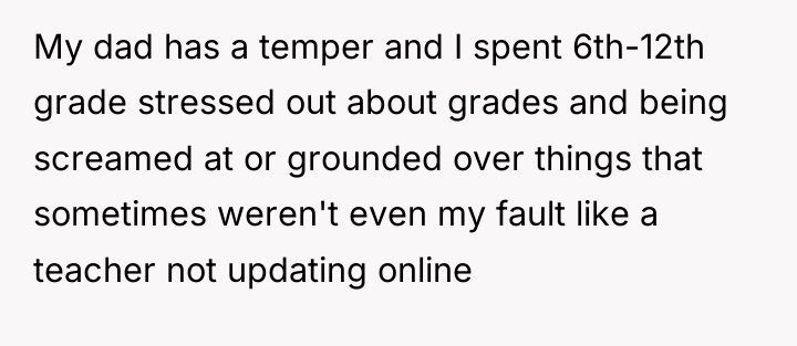 My dad has a temper and I spent 6th-12th grade...