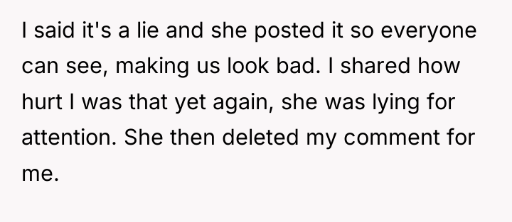 I said it's a lie and she posted it so...