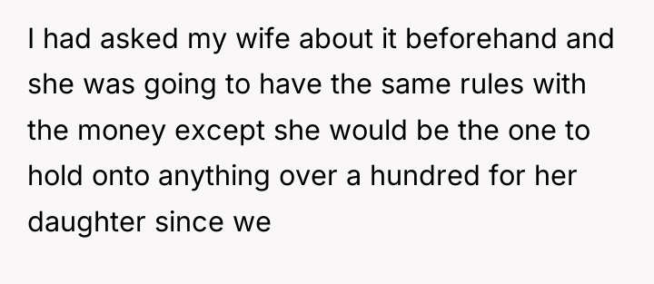 I had asked my wife about it beforehand and she...