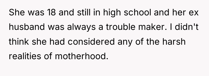She was 18 and still in high school and her...