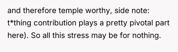 and therefore temple worthy, side note: t*thing contribution plays a...