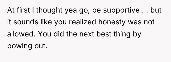At first I thought yea go, be supportive ... but...