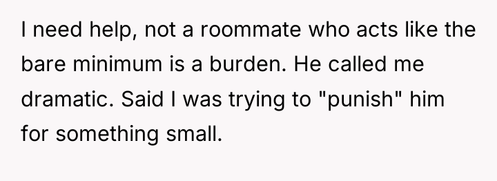 I need help, not a roommate who acts like the...