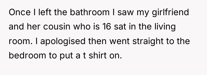 Once I left the bathroom I saw my girlfriend and...