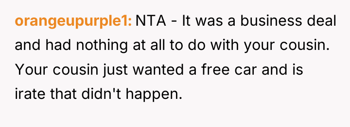 orangeupurple1 NTA - It was a business deal and had...