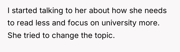 I started talking to her about how she needs to...
