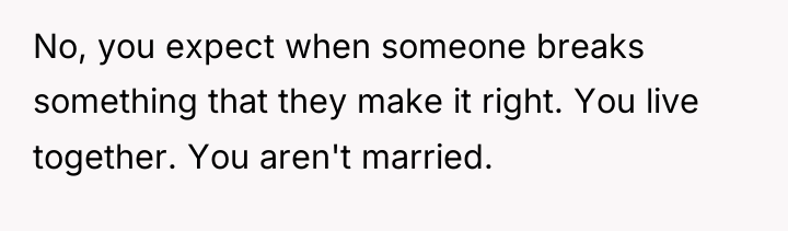 No, you expect when someone breaks something that they make...