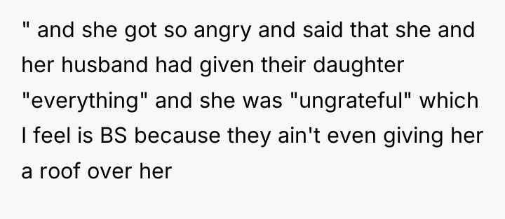 " and she got so angry and said that she...