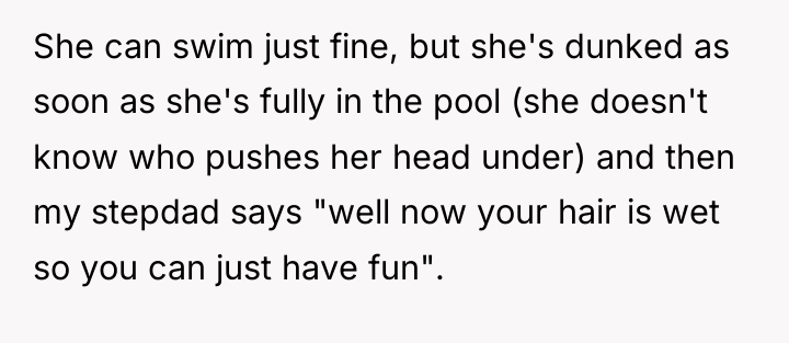 She can swim just fine, but she's dunked as soon...