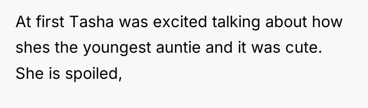 At first Tasha was excited talking about how shes the...