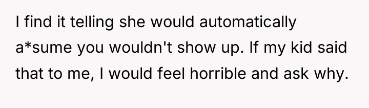 I find it telling she would automatically a*sume you wouldn't...