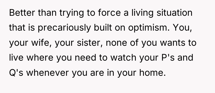 Better than trying to force a living situation that is...