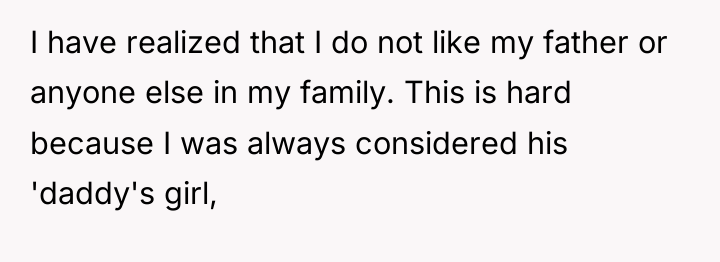 I have realized that I do not like my father...