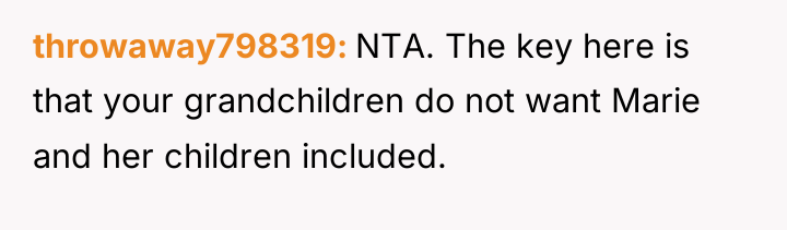 throwaway798319 NTA. The key here is that your grandchildren do...