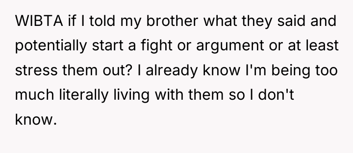 WIBTA if I told my brother what they said and...