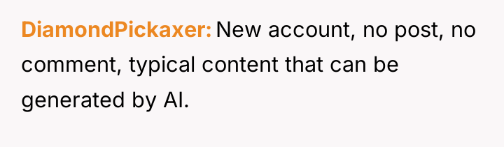DiamondPickaxer New account, no post, no comment, typical content that...