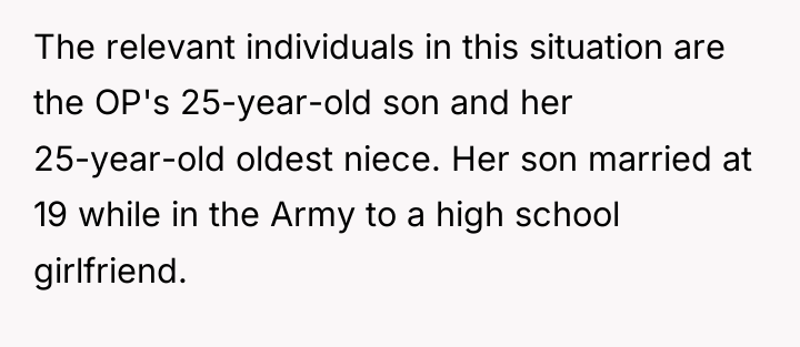 The relevant individuals in this situation are the OP's 25-year-old...
