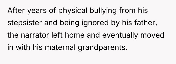 After years of physical bullying from his stepsister and being...
