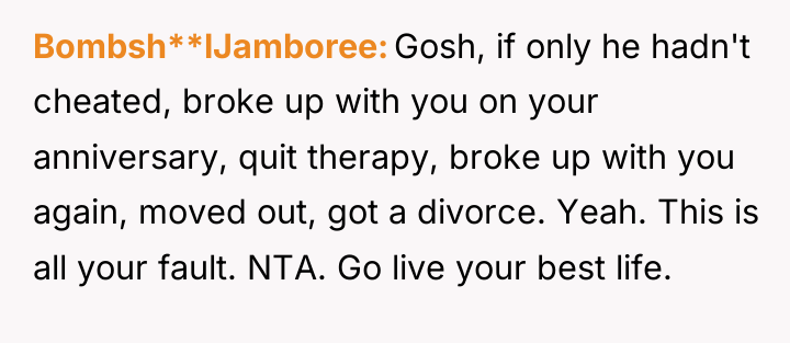 Bombsh**lJamboree Gosh, if only he hadn't cheated, broke up with...