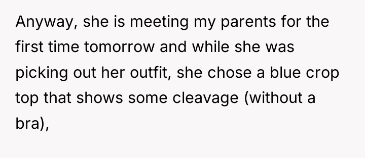 Anyway, she is meeting my parents for the first time...