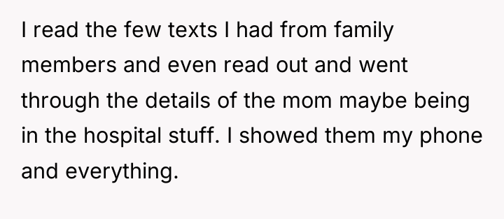 I read the few texts I had from family members...