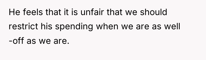 He feels that it is unfair that we should restrict...