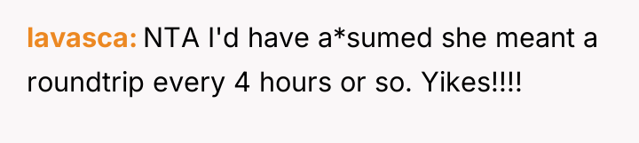 lavasca NTA I'd have a*sumed she meant a roundtrip every...