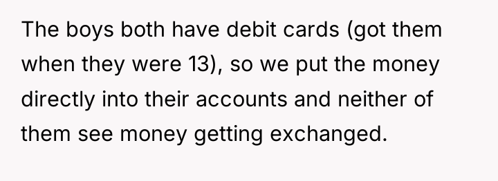 The boys both have debit cards (got them when they...