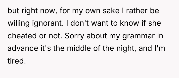but right now, for my own sake I rather be...