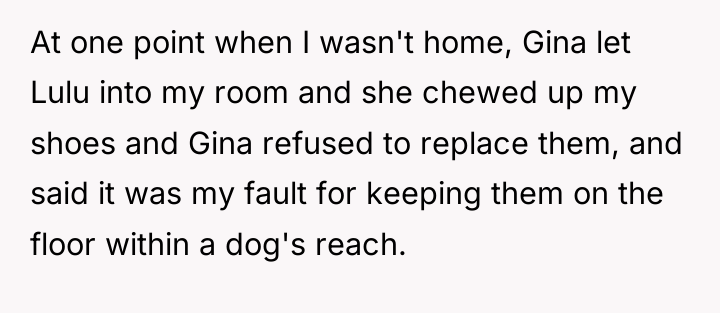 At one point when I wasn't home, Gina let Lulu...