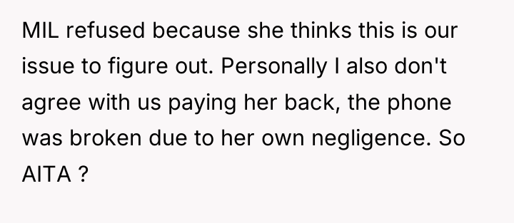 MIL refused because she thinks this is our issue to...