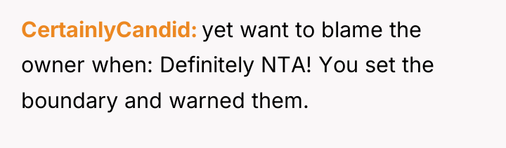 CertainlyCandid yet want to blame the owner when: Definitely NTA!...