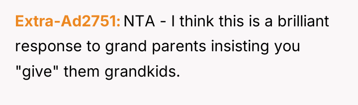 Extra-Ad2751 NTA - I think this is a brilliant response...