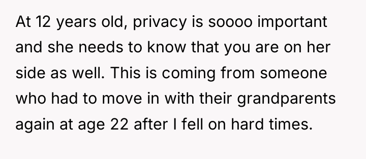 At 12 years old, privacy is soooo important and she...
