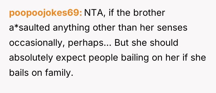poopoojokes69 NTA, if the brother a*saulted anything other than her...
