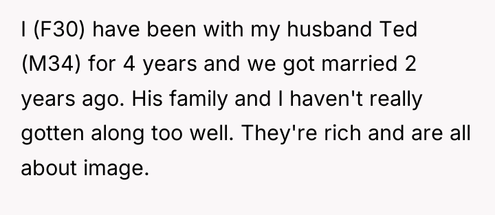 I (F30) have been with my husband Ted (M34) for...