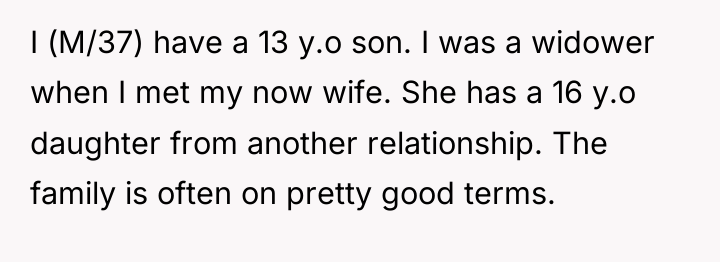 I (M/37) have a 13 y.o son. I was a...