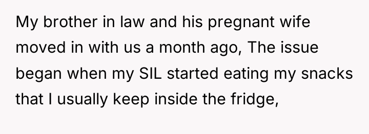 My brother in law and his pregnant wife moved in...