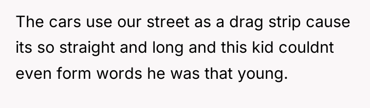 The cars use our street as a drag strip cause...