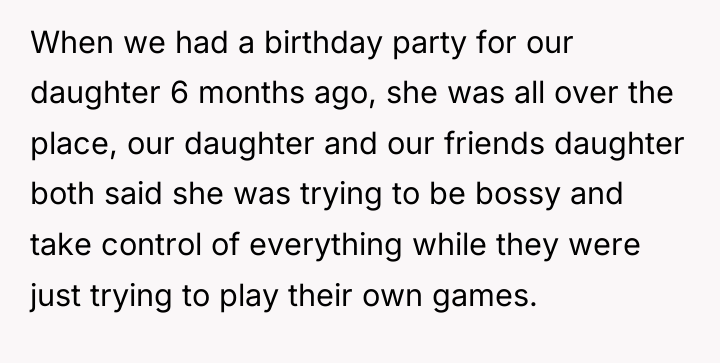 When we had a birthday party for our daughter 6...