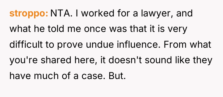 stroppo NTA. I worked for a lawyer, and what he...