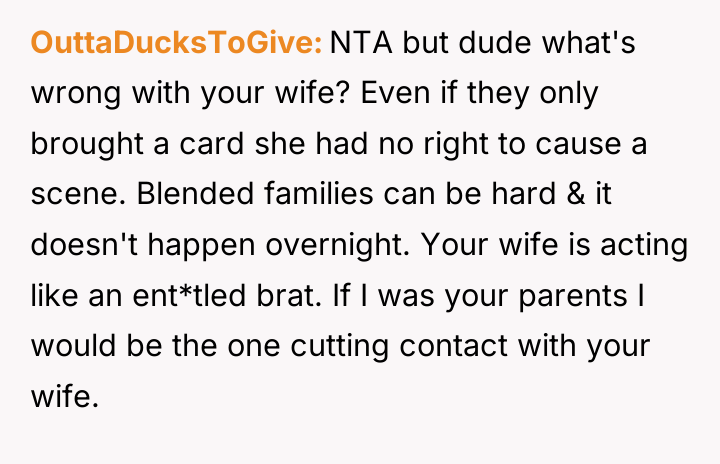 OuttaDucksToGive NTA but dude what's wrong with your wife? Even...