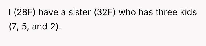 I (28F) have a sister (32F) who has three kids...