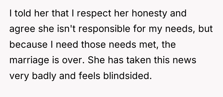 I told her that I respect her honesty and agree...